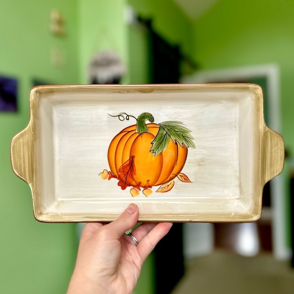 Other - Fall Autumn Ceramic Pumpkin Kitchen Loaf Pan Bakeware Dish